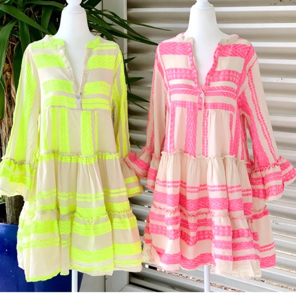 Pink and Cream Women's Dress - Picture 2 of 5